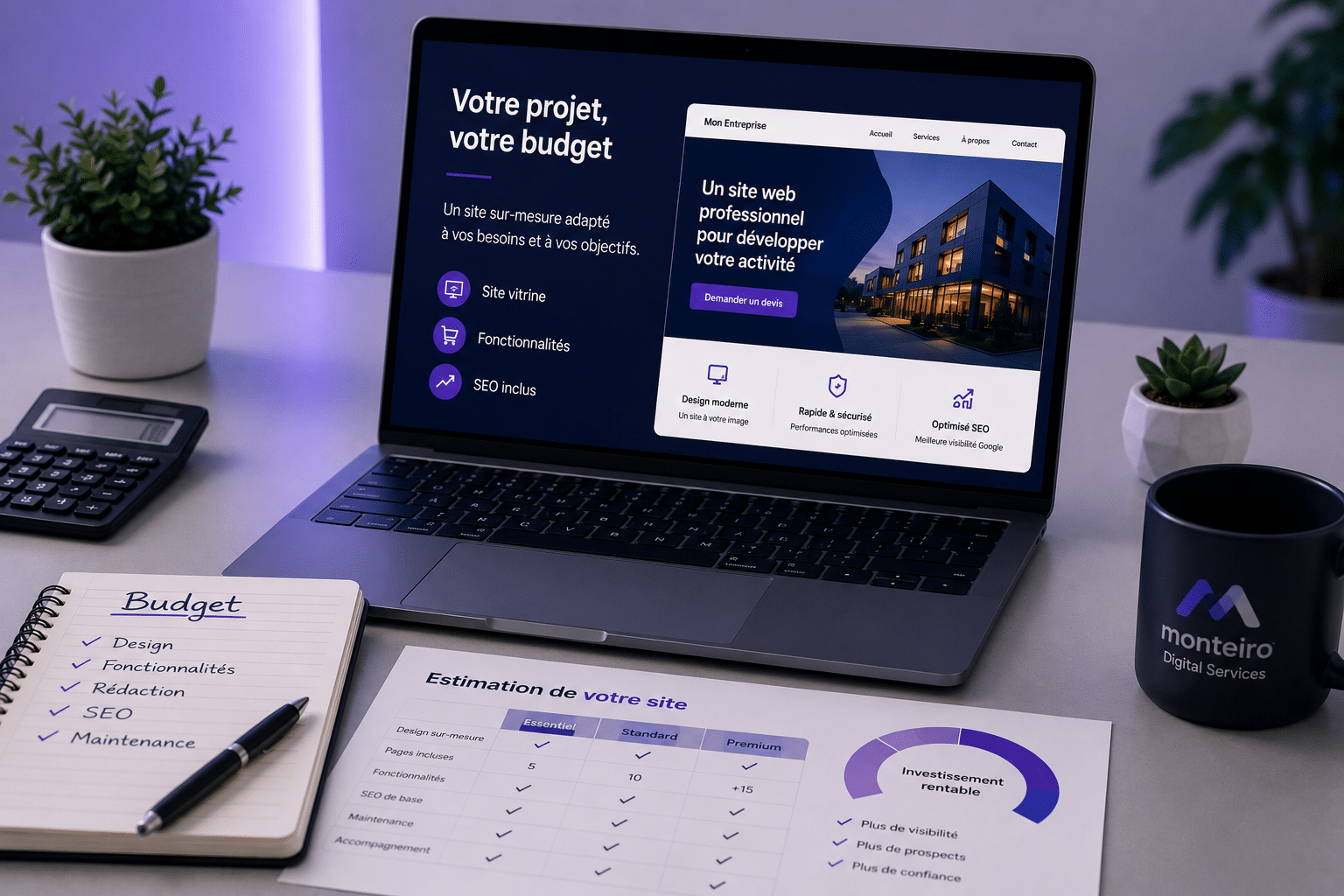 Estimation du prix d’une refonte de site internet avec budget, design, SEO et maintenance.