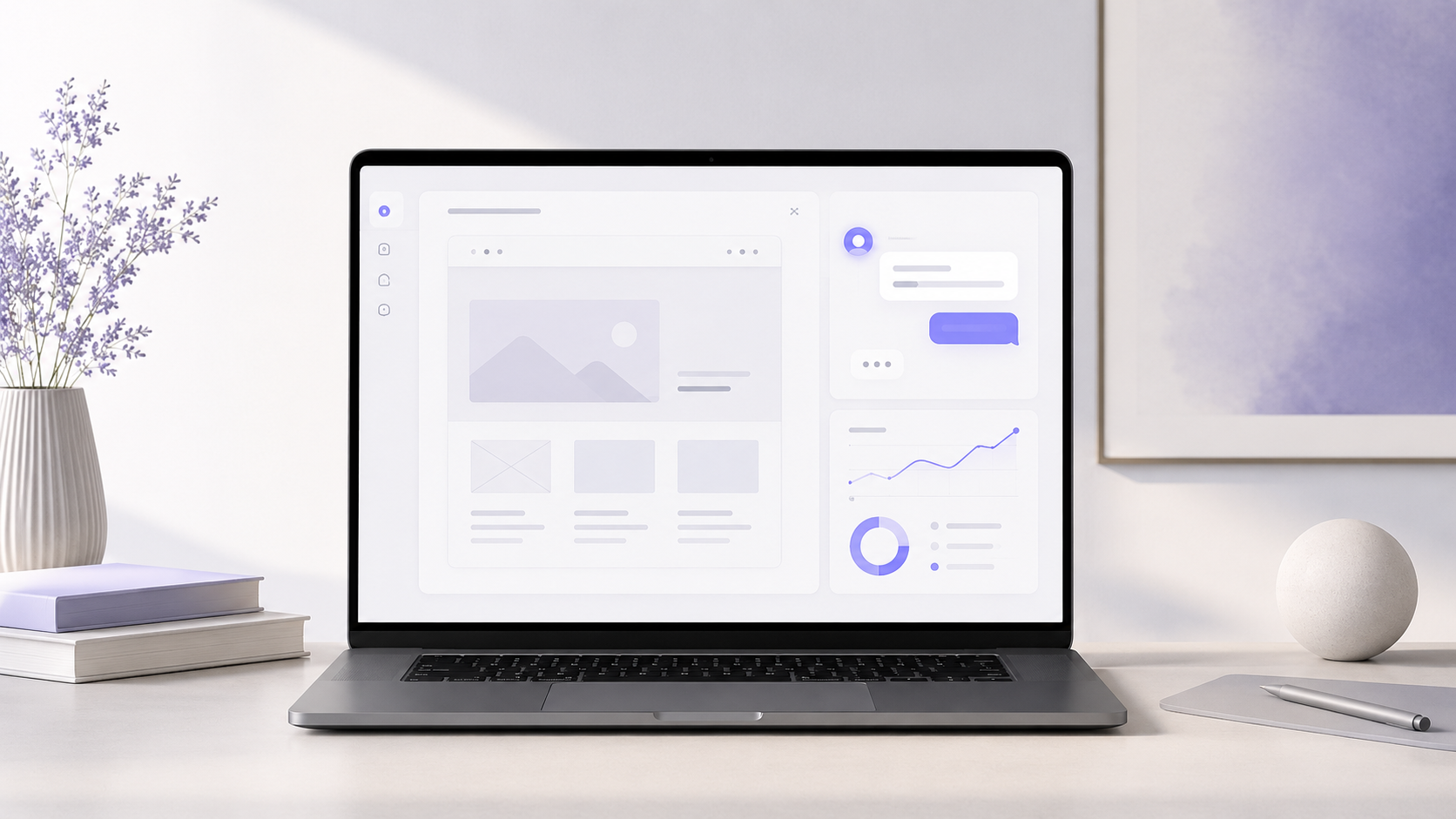 Interface web épurée avec éléments d’intelligence artificielle, optimisation de contenu et analyse SEO. Interface web épurée avec éléments d’intelligence artificielle, optimisation de contenu et analyse SEO.